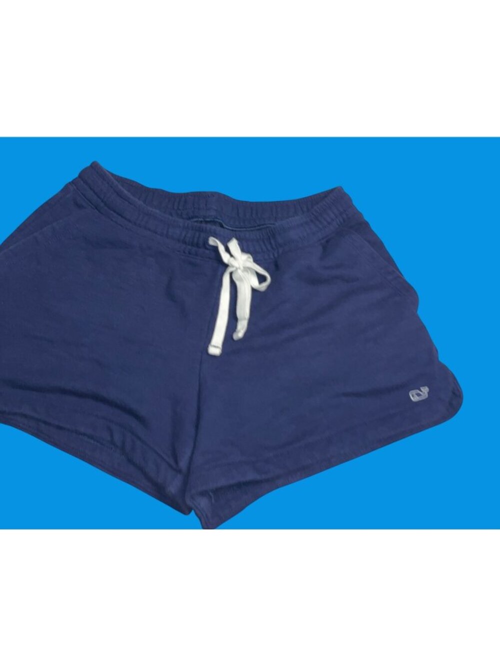Vineyard Vines Womens S  Nautical Navy Drawstring Sweat Shorts With Whale Logo